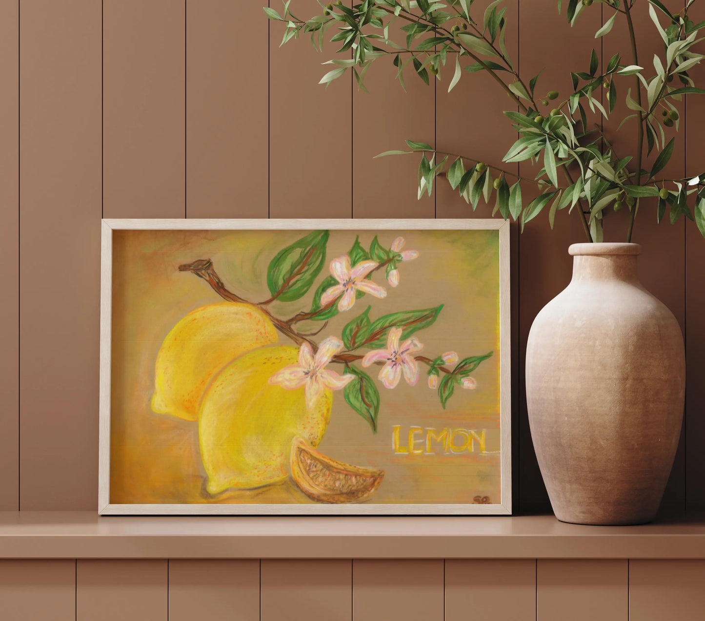 Handgemalte Zitrone Pastell